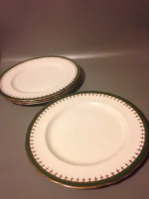 Buy 4x Aynsley 8213 Laurette Green Dinner Plates 10.5   Art Deco Scalloped • 45£