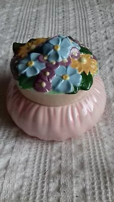 Buy Hand Painted Ceramic Pot - Pink With A Flowery Top Ideal Mothers Day Present • 2.25£