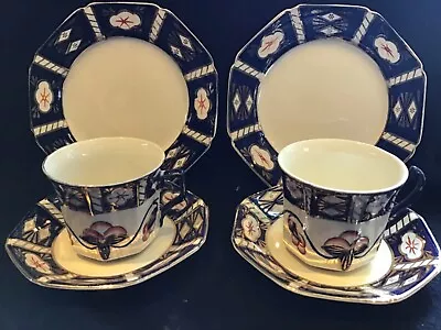 Buy Antique 'Peel' Ellgreave Pottery Pair Of Tea Cup, Saucer And Side Plate Trios • 16£