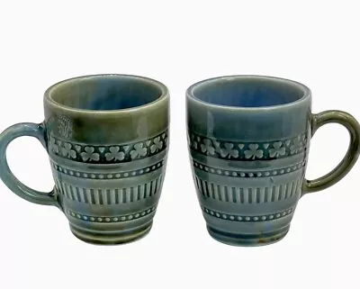 Buy Vintage Wade Irish Porcelain Mugs. Mini Shamrock’s Blue Green Made In Ireland. • 22.08£