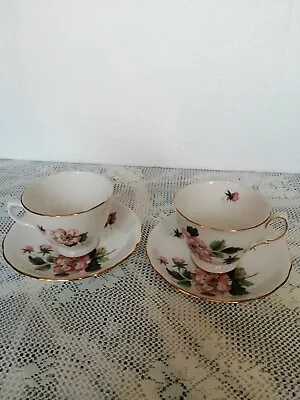 Buy Beautiful Vintage Crown Royal Bone China X2  Teacups And Saucers • 20.13£