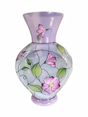 Buy QVC Fenton Glass - French Opalescent Vase - Hand Painted Stained Glass Floral • 113.80£