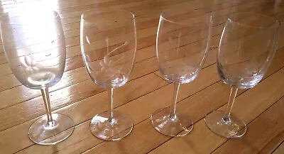 Buy VTG Lot 4 Crystal Clear Glass Etched Floral Design Wine Drinking Glasses • 14.41£