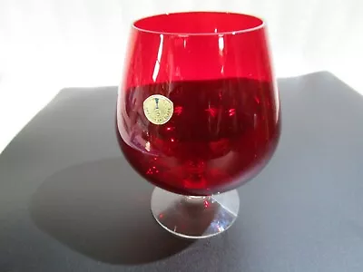 Buy Vintage Swedish Art Glass  Ruby Red Brandy Glass ,  Balloon Vase , 12 X 15 Cm • 7.97£