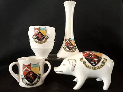 Buy Goss/Crested China X 4 All With LLANGOLLEN Crests Inc Pig, Ramsey Urn. • 6£