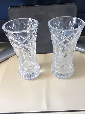 Buy SUBSTANTIAL PAIR Tyrone Crystal VASES 7”  Tall Cut UNKNOWN TO ME VGC FREE POSTAG • 24.75£