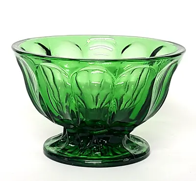 Buy Vtg MCM 1960s/70s Anchor Hocking Fairfield Pattern Pedestal Emerald Green Bowl • 11.38£