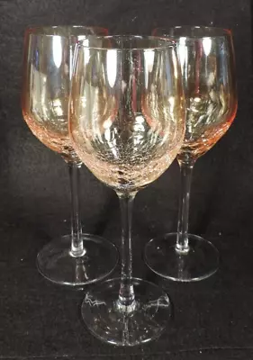 Buy Set Of 3 PIER 1 AMBER CRACKLE GLASS (REFLECTIONS)  WHITE WINE GLASSES Mint • 57.82£