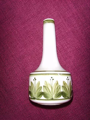 Buy Mid-century Handpainted Jersey Pottery Bud Vase - Olive Green And Cream • 7£