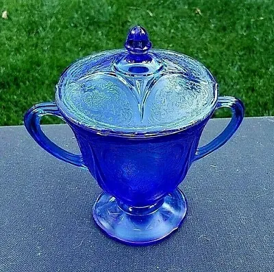 Buy Cobalt Royal Lace Open Sugar Bowl And Lid • 161.48£
