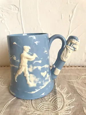 Buy Vtg 1947 Pottery Dartmouth Devon Made In England Blue White Relief 3D Golf Theme • 12.99£
