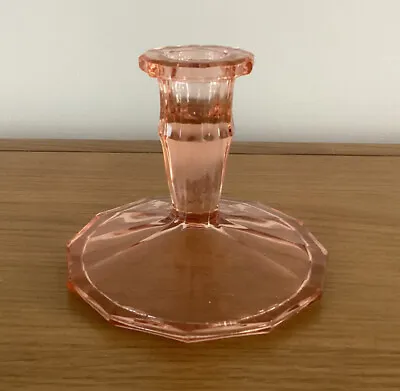 Buy ~ Vintage ~ Art Deco ~ Rose Pink ~ Art Glass Candlestick Holder ~ Delightful • 8.99£