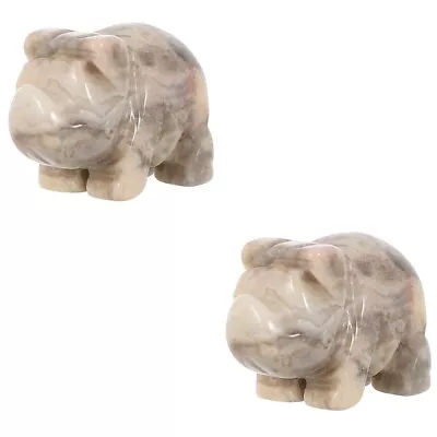 Buy  Set Of 2 Natural Stone Decor Piggy Garden Animal Ornaments Decorate Office • 10.58£