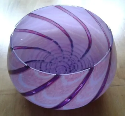 Buy Large Vintage Caithness Crystal Bowl. Violet/Lilac/Pink Feather Web Design. 18cm • 38.65£