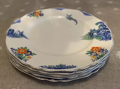 Buy 5 Vintage Alfred Meakin Harmony Shape Bluebird Design Dining Plates 10 Inch • 5£