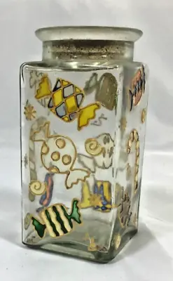 Buy Vintage Glass Sweets Jar Enamelled Hand Painted Sweets Design • 15£