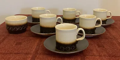 Buy 6 Iden Pottery Beige Brown Coffee Duos, Cups, Saucers And Sugar Bowl  • 12£