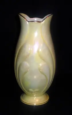 Buy Maling  Lustre Ware Art Deco Cream Gold Rimmed 10  Vase • 12.99£