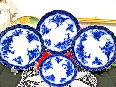 Buy Vintage Mixed Lot Plates  Touraine  Flow Blue By STANLEY POTTERY England • 42.16£