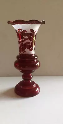 Buy Vintage Bohemian RUBY GLASS VASE With Frilled Top (16mm High) • 3.99£