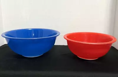 Buy Vintage Set Pyrex Mixing Bowls Clear Bottom Red #323 1.5L And Blue #325 2.5L • 25.57£