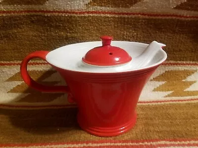 Buy Scarce Large Art Deco Unusual Chinese Red & White Hall China Melody Teapot #1404 • 274.18£