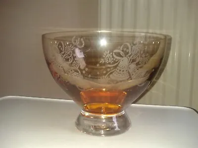 Buy Vintage Seasonal Caithness Glass  Bowl. 1990's. Clear/amber. C. Bells.(B20) • 12.49£