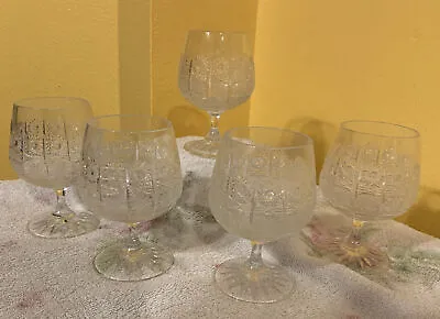 Buy Vtg Set 5 Brilliant Cut 5” Lead Crystal Brandy Sniffer Glasses~Czechoslovakia • 70.88£