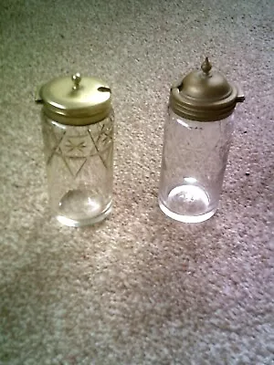 Buy Vintage Cut Glass Condiment Jars With Silver Plated Tops. Excellent  • 10.99£