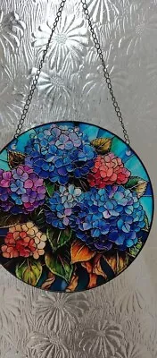 Buy Hydrangea  - Pinks/blues Stained Glass Effect  Sun Catcher Gift Idea NEW • 2.50£