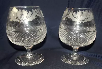 Buy Edinburgh Crystal Thistle Large Brandy Glasses Perfect Conditionl Stickers 132MM • 99.99£
