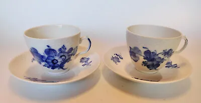 Buy Royal Copenhagen China - Braided Blue Flowers #8261 Pair Of Cup & Saucer Sets • 25.13£