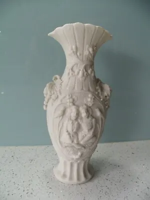 Buy Antique Parian Ware Ornate White Vase Decorated With Children Birds Grapevine  • 25£