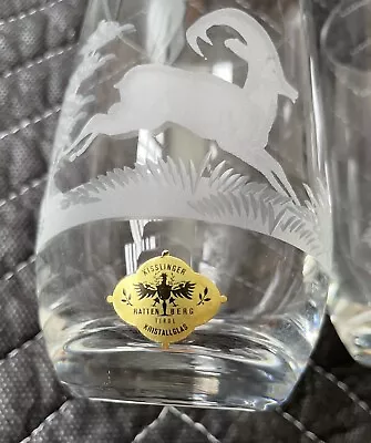 Buy Vintage Kisslinger Rattenberg Kristallglas Engraved Lot 5 Cups Deer Birds Nature • 38.12£