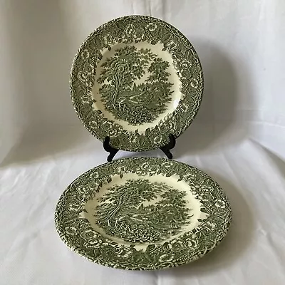 Buy 2 English Staffordshire Green Ironstone Old Inns Series 19.5cm Side/lunch Plates • 9.99£