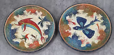 Buy 2x Earthenware Plates - Nestor Pottery Greece - Copies Of Minoan 1600BC Art • 19.99£