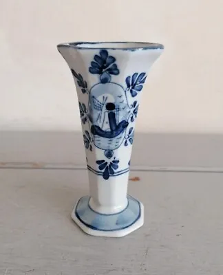 Buy Delft Traditional Handpainted Blue & White Pottery Bud Vase Vintage 13x6.5cm • 5£