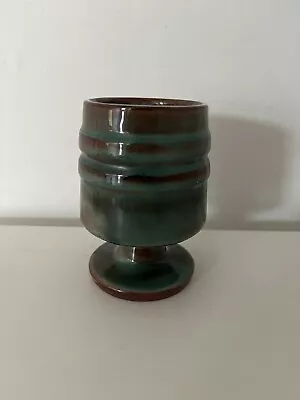 Buy VTG Llangollen Studio Pottery Green Goblet Vintage Wales Welsh 11cm Tall Glaze • 8£