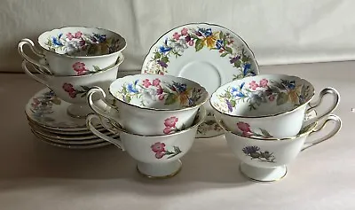 Buy 6 Shelley Spring Bouquet Gainsborough Shape Cups And Saucers • 145.10£