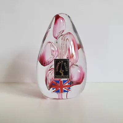 Buy Langham Glass - Conical Air Bubbles Paperweight Signed By Paul Miller - Red/Pink • 14.50£