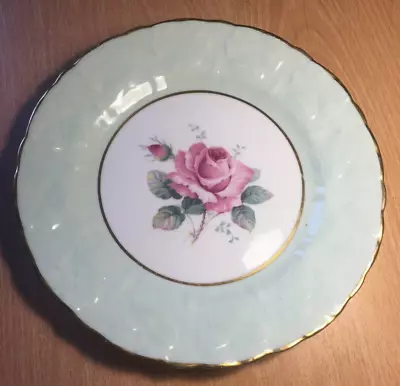 Buy Vintage Paragon Pink Rose China Plate By Appointment Queen Mary Mint Green Color • 9.99£