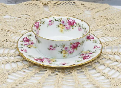 Buy Antique Limoges MF Co Elite L France Porcelain Ramekin Bowl & Saucer Floral+Gold • 21.18£