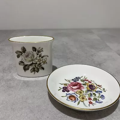 Buy Royal Worcester Fine Bone China - Miniature Posy Vase And Trinket Dish - Floral • 3.50£