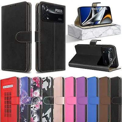 Buy For Xiaomi Poco X4 Pro 5G Case, Leather Wallet Magnetic Flip Stand Phone Cover • 5.95£