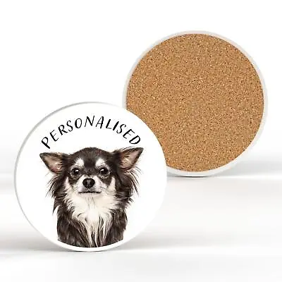 Buy Personalised Chihuahua Gruff Pawtraits Dog Photography Printed Ceramic Coaster • 6£