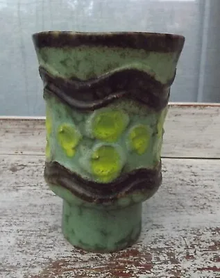 Buy Vtge Strehla Keramik East German Pottery Green Vase,Brutalist,Fat Lava Era • 12.95£