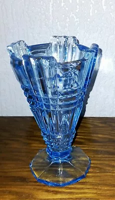 Buy Elegant Art Deco Blue Glass 6 Inch Vase  • 4.99£