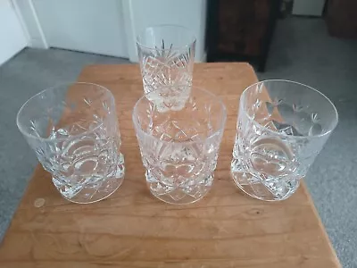 Buy 4 X Cut Glass Crystal Glasses / Tumblers • 10£