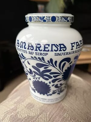 Buy Amarena Fabric Blue And White Glass Pot With Lid Cherries In Syrup Italian Empty • 2.50£