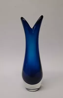 Buy Vintage Kingfisher Blue Glass Vase Beak Bud Style -Baxter? 1960s • 15£